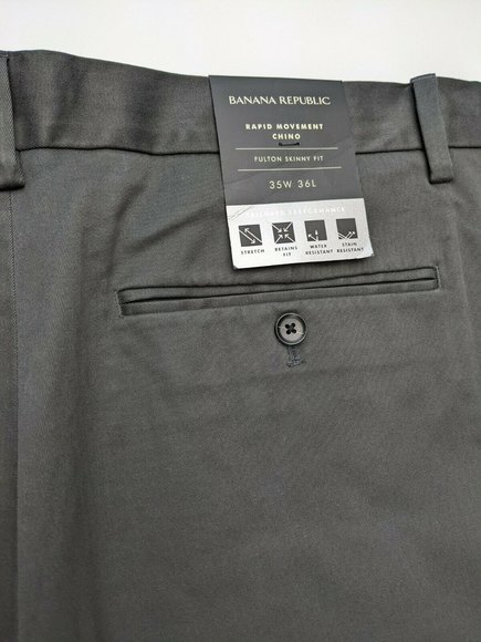 NWT Banana Republic Fulton Skinny Fit Rapid Movement Chino Charcoal 35W 36L - Picture 11 of 11
